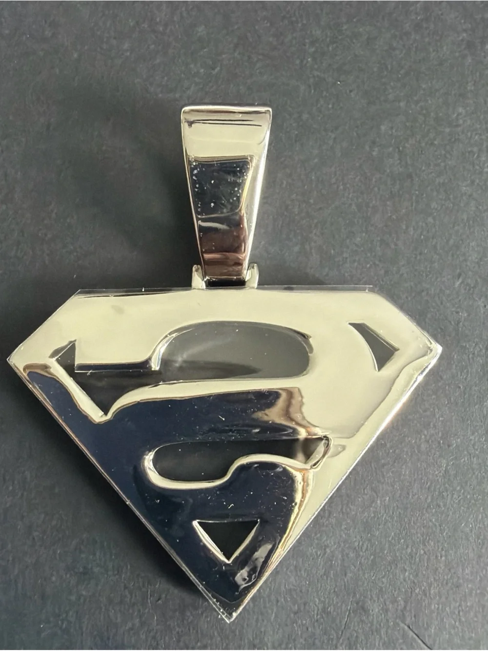 Cubic Zirconia Superman S Pendant - Silver Sparkle